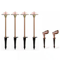 300 Lumen Low Voltage Brass LED Waterproof Outdoor Landscape Path Light and Spot Light Kit (6-Pack)