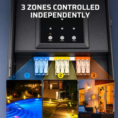 300 Wattage Wi-Fi Low Voltage Metal Landscape Lighting Transformer with 3-Zones, Compatible with Alexa&Google Assistant