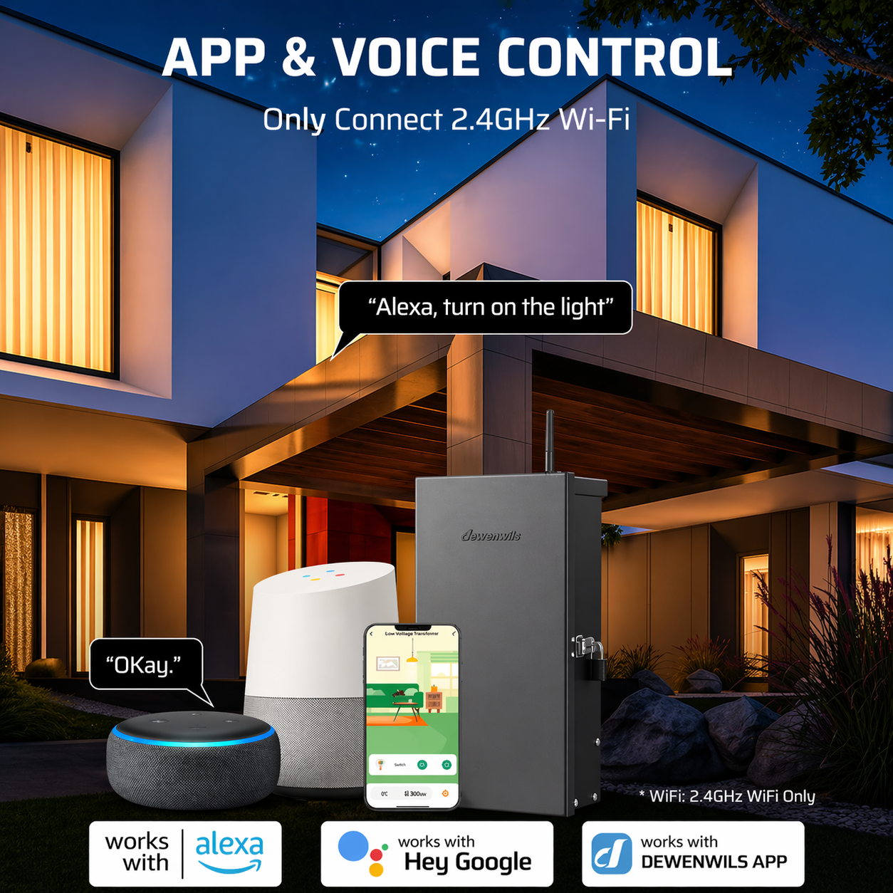 300 Wattage Wi-Fi Low Voltage Metal Landscape Lighting Transformer with 3-Zones, Compatible with Alexa&Google Assistant