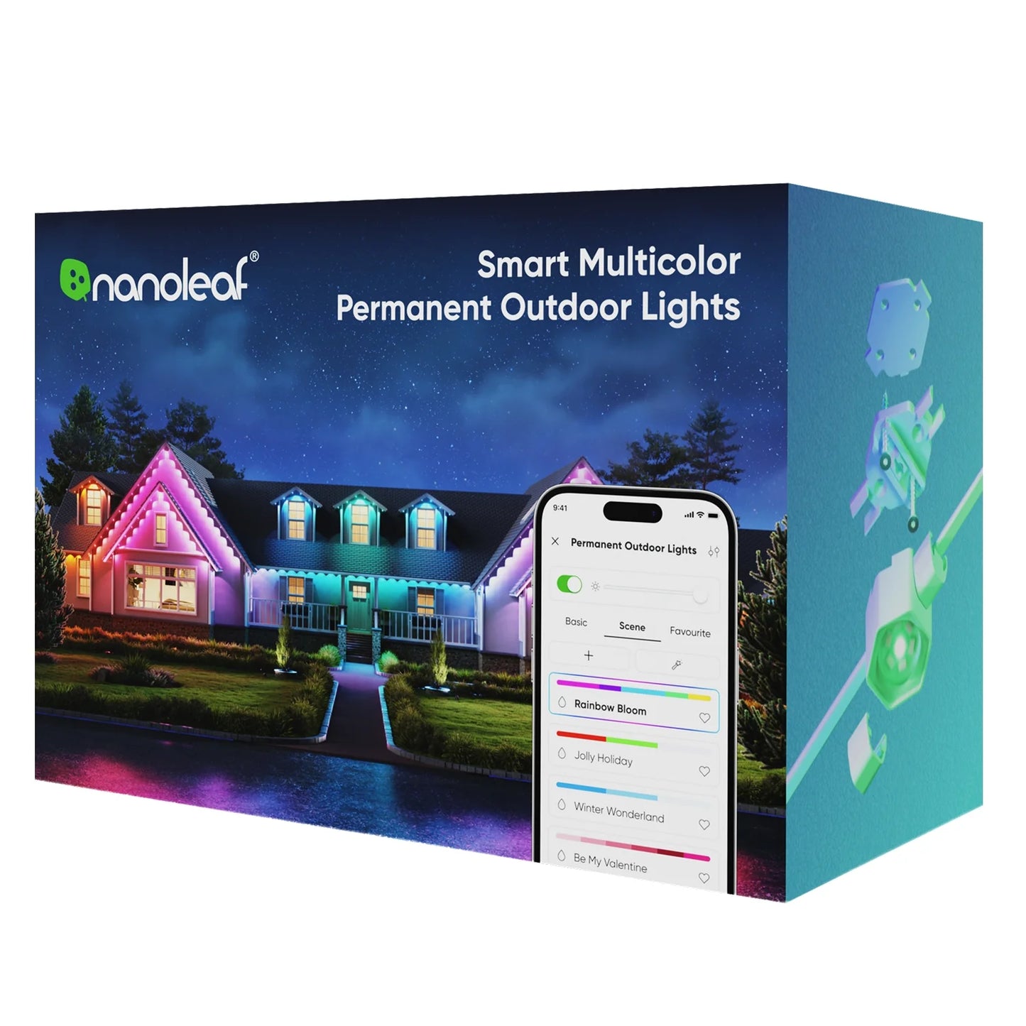 100Ft Matter Smart Multicolor Permanent Outdoor Lights Smarter Kit with Side Clips – Plug-In RGBICW Addressable LED Pucks, Cuttable & Extendable