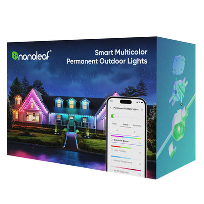 100Ft Matter Smart Multicolor Permanent Outdoor Lights Smarter Kit with Side Clips – Plug-In RGBICW Addressable LED Pucks, Cuttable & Extendable