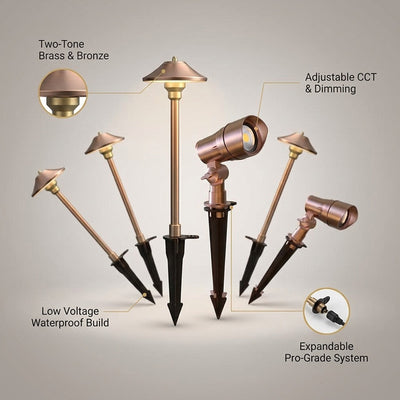 300 Lumen Low Voltage Brass LED Waterproof Outdoor Landscape Path Light and Spot Light Kit (6-Pack)