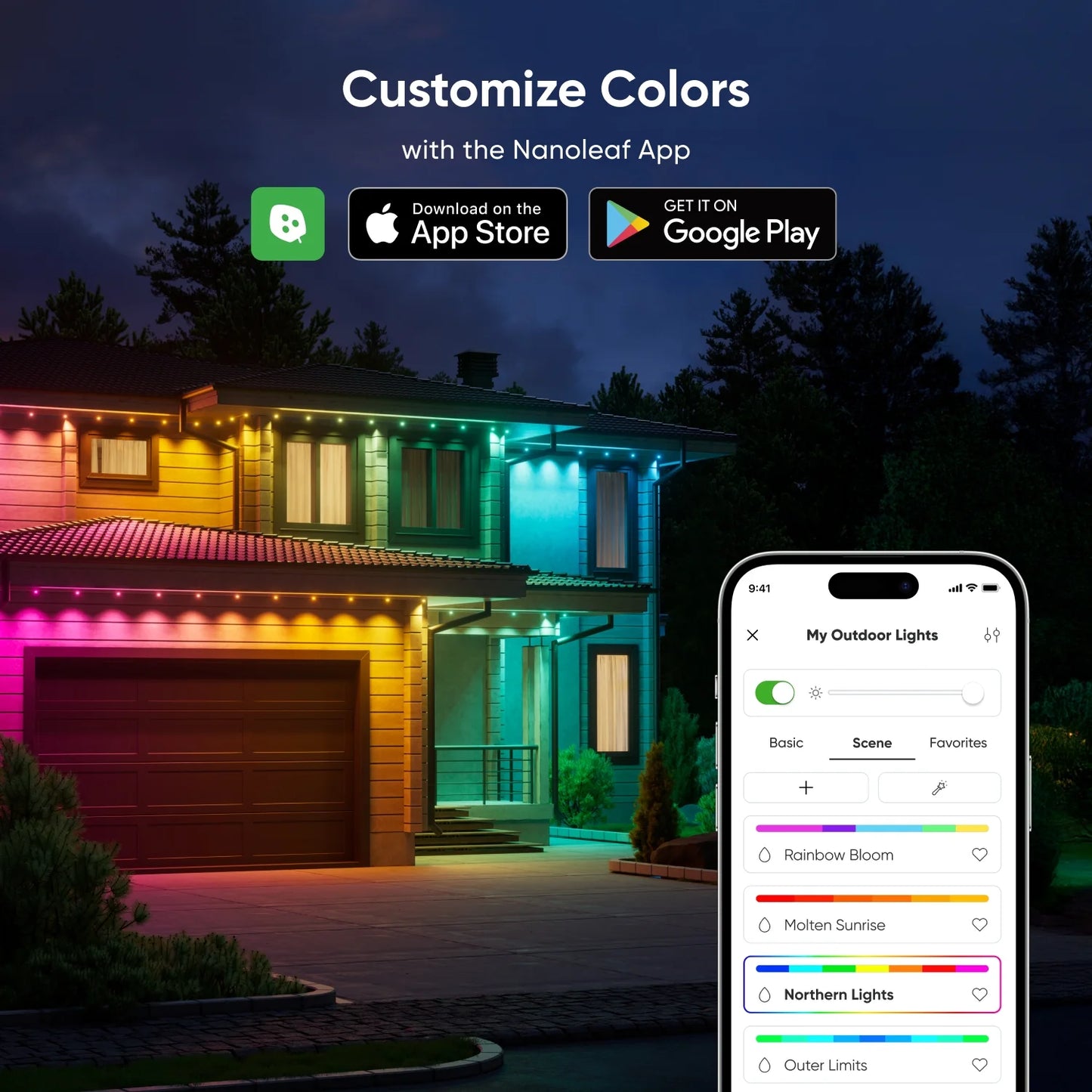 100Ft Matter Smart Multicolor Permanent Outdoor Lights Smarter Kit with Side Clips – Plug-In RGBICW Addressable LED Pucks, Cuttable & Extendable