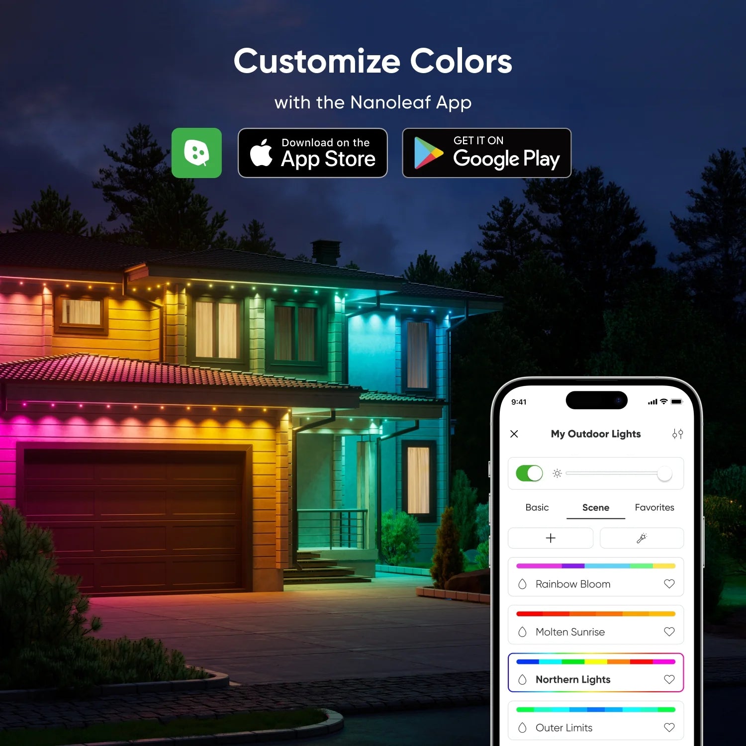 100Ft Matter Smart Multicolor Permanent Outdoor Lights Smarter Kit with Side Clips – Plug-In RGBICW Addressable LED Pucks, Cuttable & Extendable